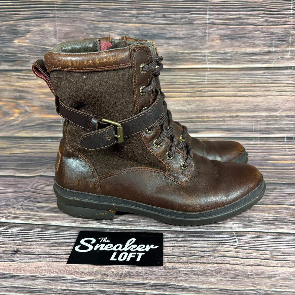 Ugg Women's Kesey Waterproof Brown Leather Lace Up Strap Boots Size 6.5